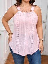 Load image into Gallery viewer, Plus Size Eyelet Charm Cami Top - Fashionable Cut Outs, Ring-Linked Crew Neck - Shop &amp; Buy
