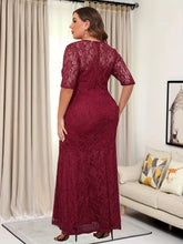 Load image into Gallery viewer, Plus Size Floral Lace Mother Of The Bride Dress, Elegant Illusion Sleeve Dress For Wedding Party - Shop &amp; Buy
