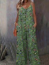 Load image into Gallery viewer, Plus Size Floral Print Cami Wide Leg Jumpsuit, Casual Sleeveless One Piece Jumpsuit - Shop &amp; Buy
