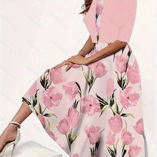 Load image into Gallery viewer, Plus Size Floral Print Two-piece Dress Set, V Neck Sleeveless Dress &amp; Half Sleeve Open Front Top Outfits - Shop &amp; Buy
