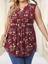 Load image into Gallery viewer, Plus Size Floral Print Wide Strap Tank Top - Soft Knitted Fabric, Keyhole Neckline, Button Detail, Slight Stretch - Shop &amp; Buy
