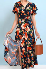 Load image into Gallery viewer, Plus Size Floral Surplice Neck Flutter Sleeve Dress - Shop &amp; Buy
