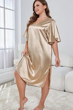Load image into Gallery viewer, Plus Size Flutter Sleeve V-Neck Side Slit Night Gown - Shop &amp; Buy