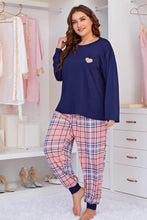 Load image into Gallery viewer, Plus Size Heart Graphic Top and Plaid Joggers Lounge Set - Shop &amp; Buy