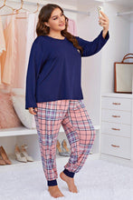 Load image into Gallery viewer, Plus Size Heart Graphic Top and Plaid Joggers Lounge Set - Shop &amp; Buy