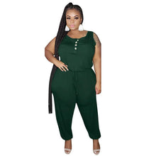 Load image into Gallery viewer, Plus Size Jumpsuit Women Summer Clothing Wholesale Bodysuit Solid Color Elastic Waist One Piece Outfit - Shop &amp; Buy
