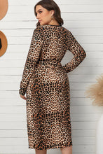 Load image into Gallery viewer, Plus Size Leopard Belted Surplice Wrap Dress - Shop &amp; Buy
