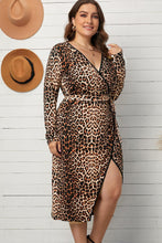 Load image into Gallery viewer, Plus Size Leopard Belted Surplice Wrap Dress - Shop &amp; Buy