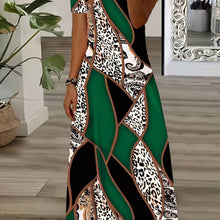 Load image into Gallery viewer, Plus Size Leopard Print Glam Dress - Flattering V-Neck, Short Sleeves, Effortlessly Chic - Shop &amp; Buy

