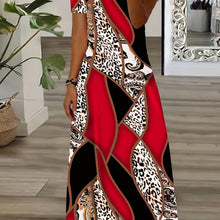 Load image into Gallery viewer, Plus Size Leopard Print Glam Dress - Flattering V-Neck, Short Sleeves, Effortlessly Chic - Shop &amp; Buy

