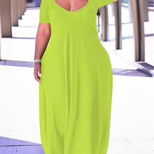 Load image into Gallery viewer, Plus Size Long Length Fit and Flare Dress - Soft Slight Stretch Polyester Material, Crew Neck, Short Sleeve - Shop &amp; Buy
