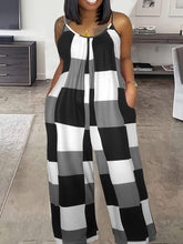 Load image into Gallery viewer, Plus Size Plaid Print Wide Leg Jumpsuit, Casual Pocket Sleeveless One Piece Jumpsuit - Shop &amp; Buy
