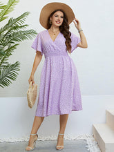 Load image into Gallery viewer, Plus Size Printed Smocked Waist Surplice Dress - Shop &amp; Buy