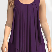Load image into Gallery viewer, Plus Size Ruched Tank Top - Vibrant Solid Color, Classic Crew Neck, Sleeveless, Flattering Ruched Detailing - Shop &amp; Buy
