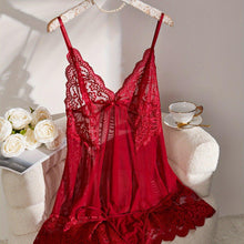 Load image into Gallery viewer, Plus Size Seductive Lace &amp; Mesh Lingerie Dress Set - Soft Scalloped Cami Babydoll with Thong - Shop &amp; Buy
