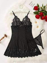 Load image into Gallery viewer, Plus Size Seductive Lace &amp; Mesh Lingerie Dress Set - Soft Scalloped Cami Babydoll with Thong - Shop &amp; Buy
