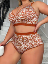 Load image into Gallery viewer, Plus Size Seductive Leopard Print Lingerie Set - Alluring Deep V Bra &amp; Panty with Contrast Binding - Shop &amp; Buy
