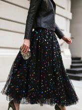 Load image into Gallery viewer, Plus Size Sequin Decor Mesh Skirt, Casual High Waist Pleated Midi Skirt, Womens Plus Size Clothing - Shop &amp; Buy
