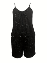 Load image into Gallery viewer, Plus Size Sequin Slip Romper, Casual Sleeveless Romper With Pockets, Women Plus Size Clothing - Shop &amp; Buy
