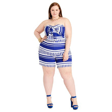 Load image into Gallery viewer, Plus Size Sexy Jumpsuit Women Bodycon Stretch Striped Bodyduit Off Shoulder Summer Romper Club Outfits - Shop &amp; Buy
