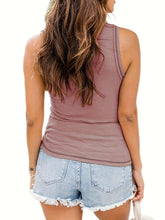 Load image into Gallery viewer, Plus Size Solid Color Tank Top - Sophisticated and Refined Design with Classic Button Crew Neck - Shop &amp; Buy
