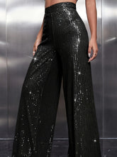 Load image into Gallery viewer, Plus Size Solid Sequined Wide Leg Pants, Elegant High Waist Loose Pants For Spring &amp; Summer - Shop &amp; Buy
