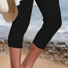 Load image into Gallery viewer, Plus Size Solid Skinny Capris Leggings, Casual Crop Leggings For Spring &amp; Summer, Womens Plus Size Clothing - Shop &amp; Buy
