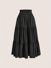 Load image into Gallery viewer, Plus Size Solid Tiered Skirt, Casual Drawstring Elastic Waist Midi Skirt, Womens Plus Size Clothing - Shop &amp; Buy
