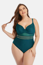 Load image into Gallery viewer, Plus Size Spliced Mesh Tie-Back One-Piece Swimsuit - Shop &amp; Buy