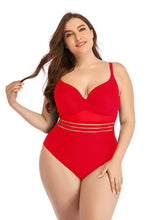 Load image into Gallery viewer, Plus Size Spliced Mesh Tie-Back One-Piece Swimsuit - Shop &amp; Buy