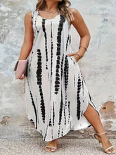 Load image into Gallery viewer, Plus Size Stripe Print Flowy Tank Dress - Comfortable Sleeveless Midi Dress - Shop &amp; Buy
