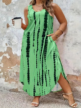 Load image into Gallery viewer, Plus Size Stripe Print Flowy Tank Dress - Comfortable Sleeveless Midi Dress - Shop &amp; Buy

