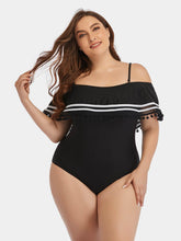 Load image into Gallery viewer, Plus Size Striped Cold-Shoulder One-Piece Swimsuit - Shop &amp; Buy