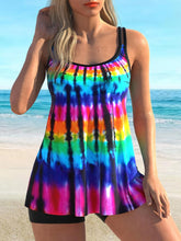 Load image into Gallery viewer, Plus Size Tie Dye Rainbow Tankini Set - Stylish &amp; Comfortable Cami Top &amp; Shorts Swimsuit - Shop &amp; Buy
