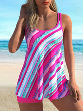 Load image into Gallery viewer, Plus Size Tie Dye Rainbow Tankini Set - Stylish &amp; Comfortable Cami Top &amp; Shorts Swimsuit - Shop &amp; Buy
