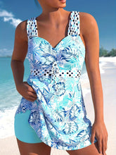 Load image into Gallery viewer, Plus Size Vacay Swimsuit Set, Women&#39;s Plus Anchor Print Drawstring Tank Top &amp; Shorts Tankini Two Piece Set - Shop &amp; Buy
