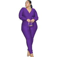 Load image into Gallery viewer, Plus Size women Clothing Women Jumpsuits&amp;Rompers Fashion v neck Long Sleeve solid Street Wear - Shop &amp; Buy
