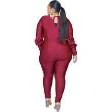 Load image into Gallery viewer, Plus Size women Clothing Women Jumpsuits&amp;Rompers Fashion v neck Long Sleeve solid Street Wear - Shop &amp; Buy
