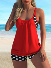 Load image into Gallery viewer, Plus Size Womens Charming Colorblock Swimsuit Set - Flirty Dot Print - Shop &amp; Buy

