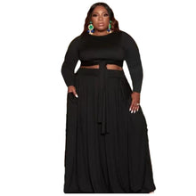 Load image into Gallery viewer, Plus Size Womens Clothing Sexy Skirt Two Pieces Sets Long Sleeves Floor Length Solid Fashion Casual - Shop &amp; Buy
