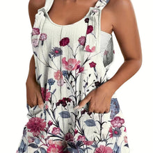 Load image into Gallery viewer, Plus Size Womens Floral Romper Overalls - Comfortable Stretchy Fit with Flattering Knot Detail and Handy Pockets - Shop &amp; Buy
