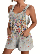 Load image into Gallery viewer, Plus Size Womens Floral Romper Overalls - Comfortable Stretchy Fit with Flattering Knot Detail and Handy Pockets - Shop &amp; Buy
