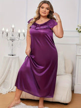 Load image into Gallery viewer, Plus Size Womens V-Neck Sexy Nightdress - Smooth, Slight Stretch, Semi-Sheer, Solid Color - Shop &amp; Buy
