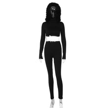 Load image into Gallery viewer, Plush Hooded Top Two Piece Set Women Outfits Lounge Wear Crop Top + Pencil Pants Skinny Clubwear Suits Fitness Workout - Shop &amp; Buy
