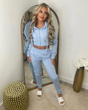 Load image into Gallery viewer, Plush Sweater 2 Piece Set Women Lounge Wear Zipper Hoodie Crop Top + Pencil Pants Slim Matching Sets Casual Streetwear Y2K - Shop &amp; Buy
