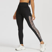 Load image into Gallery viewer, Pocket Leggings Fitness Women High Waist Mesh Splicing Yoga Pants Elastic Gym Push Up Squat Proof Trousers Zebra Pattern Pants - Shop &amp; Buy
