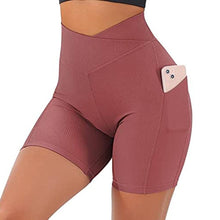 Load image into Gallery viewer, Pockets Yoga Shorts Fitness Women Slim High Waist Seamless Leggings V Waist Design Gym Running Workout Tummy Control Shorts - Shop &amp; Buy
