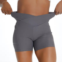 Load image into Gallery viewer, Pockets Yoga Shorts Fitness Women Slim High Waist Seamless Leggings V Waist Design Gym Running Workout Tummy Control Shorts - Shop &amp; Buy
