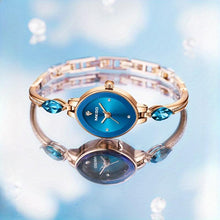 Load image into Gallery viewer, Premium Sapphire-Tinted Blue Crystal Quartz Watch - Timeless Oval Face, Waterproof, Fashionable Analog Bracelet Wrist Watch - Shop &amp; Buy

