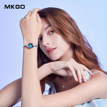 Load image into Gallery viewer, Premium Sapphire-Tinted Blue Crystal Quartz Watch - Timeless Oval Face, Waterproof, Fashionable Analog Bracelet Wrist Watch - Shop &amp; Buy
